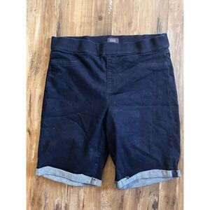 NYDJ Women's Bermuda Dark Wash Denim Pull-On Stretch Roll Cuff Shorts size 16